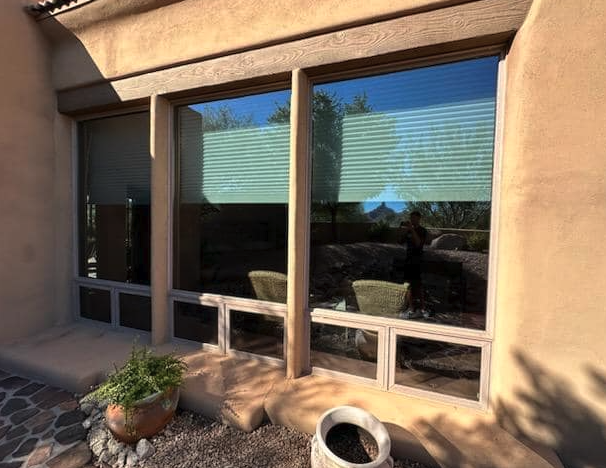 Large picture windows cleaned on a San Pedro patio